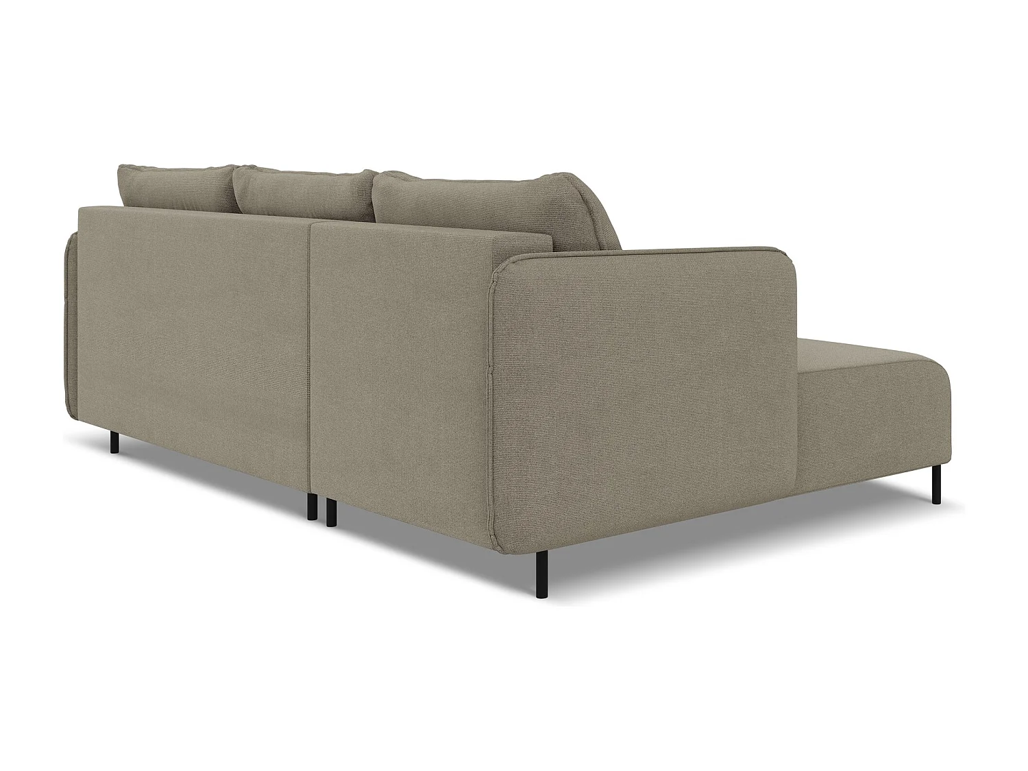 Canapé d'angle gauche convertible en tissu texturé - beige foncé - LUANA