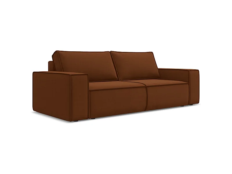 3-Sitzer Sofa mit Schlaffunktion - - Samt - Terrakotta - KIMO
