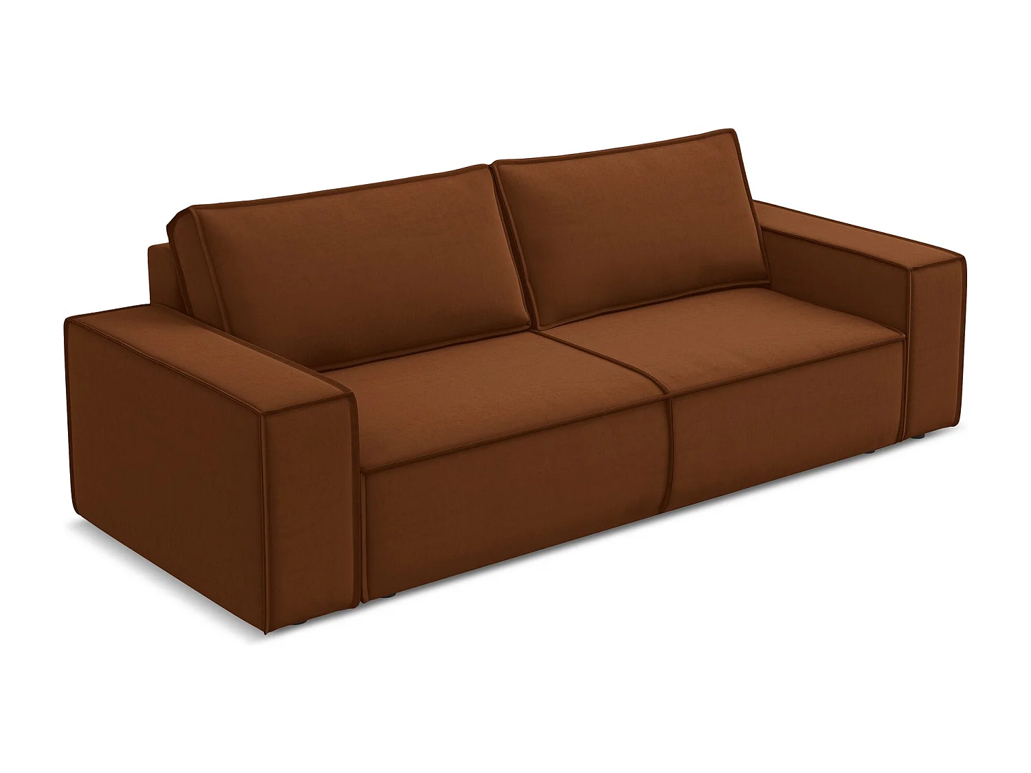 3-Sitzer Sofa mit Schlaffunktion - - Samt - Terrakotta - KIMO