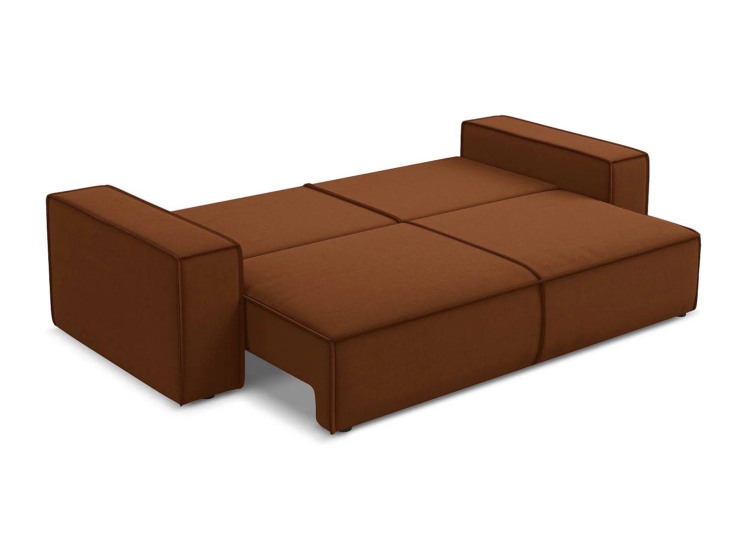 3-Sitzer Sofa mit Schlaffunktion - - Samt - Terrakotta - KIMO