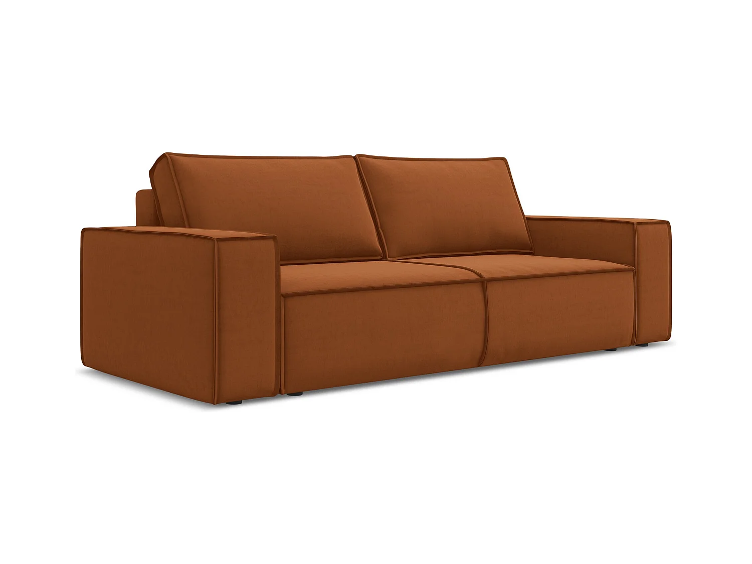 3-Sitzer Sofa mit Schlaffunktion - - Samt - Terrakotta - KIMO