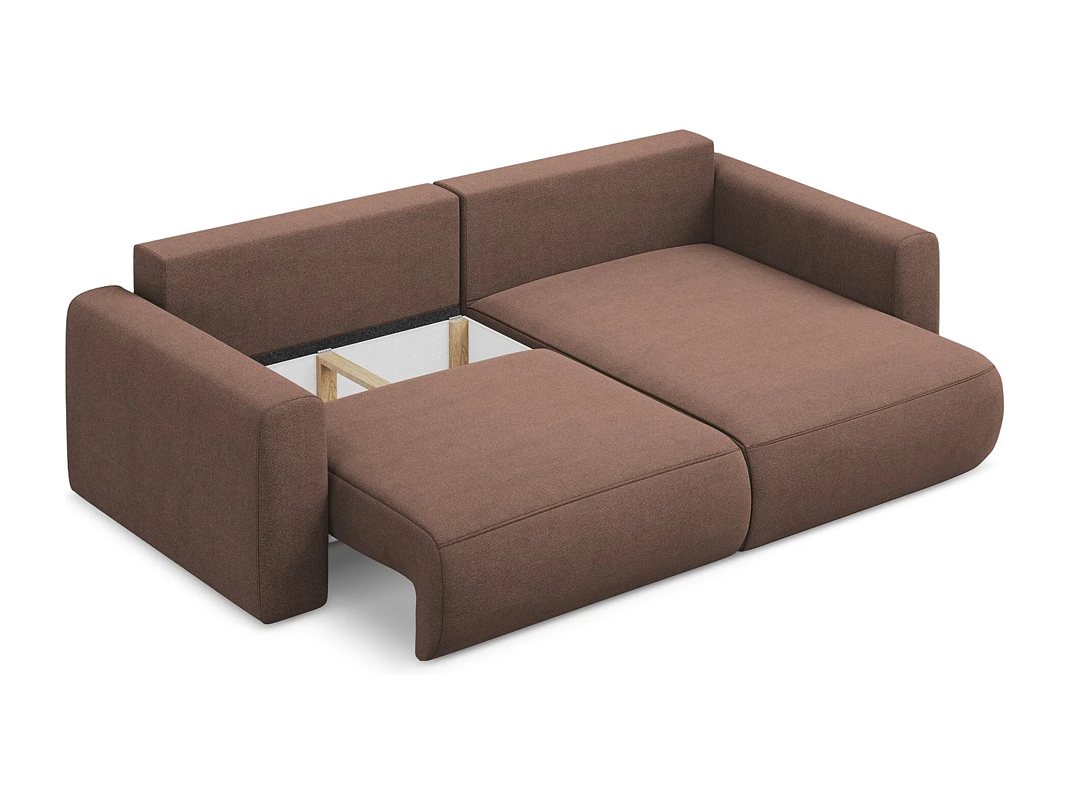 2-Sitzer Ecksofa mit Schlaffunktion - Ecke Rechts - Strukturstoff - Puderrosa - KAPUA