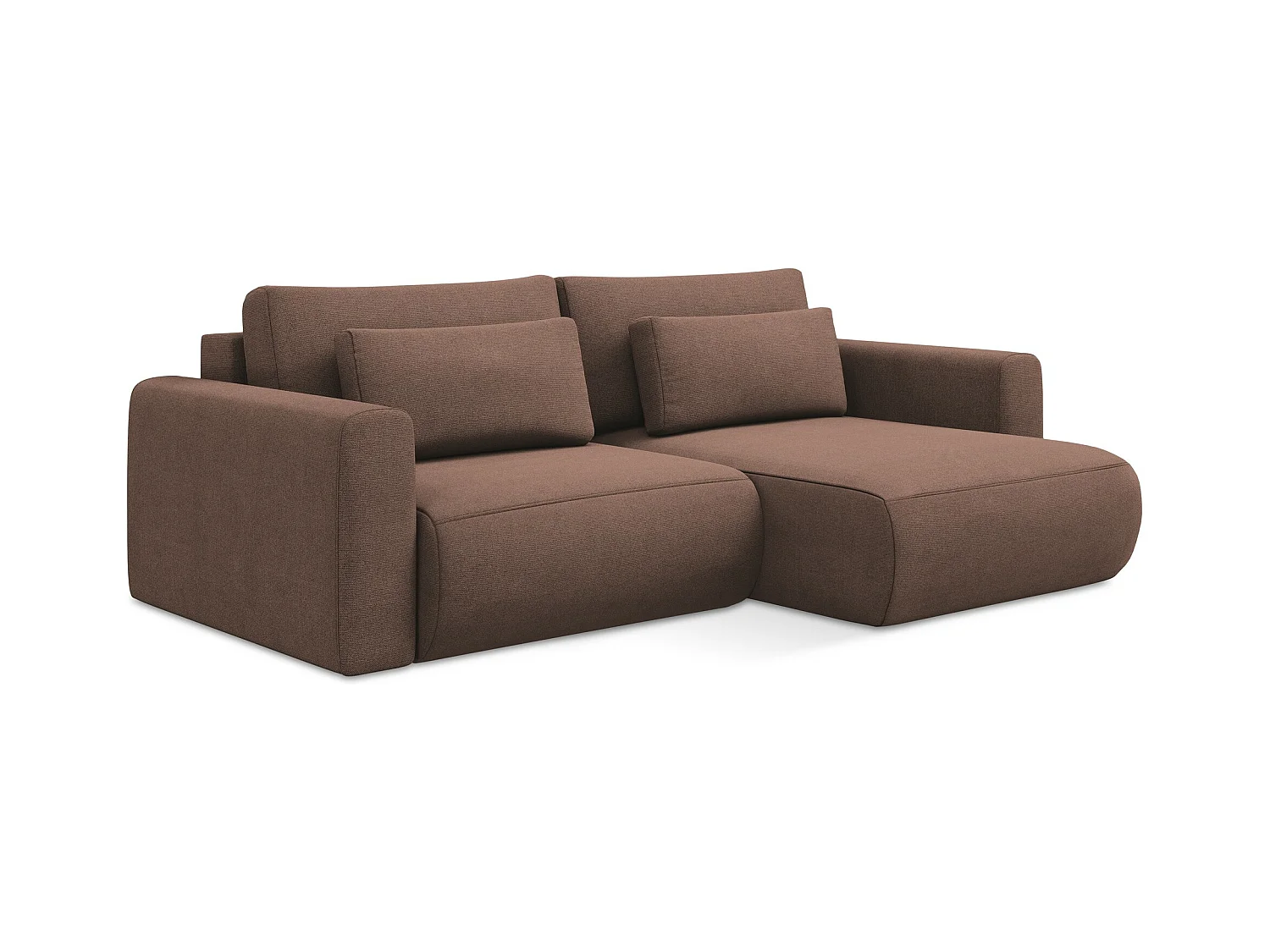 Canapé d’angle 2,5 places droit convertible en tissu texturé - rose poudré - KAPUA