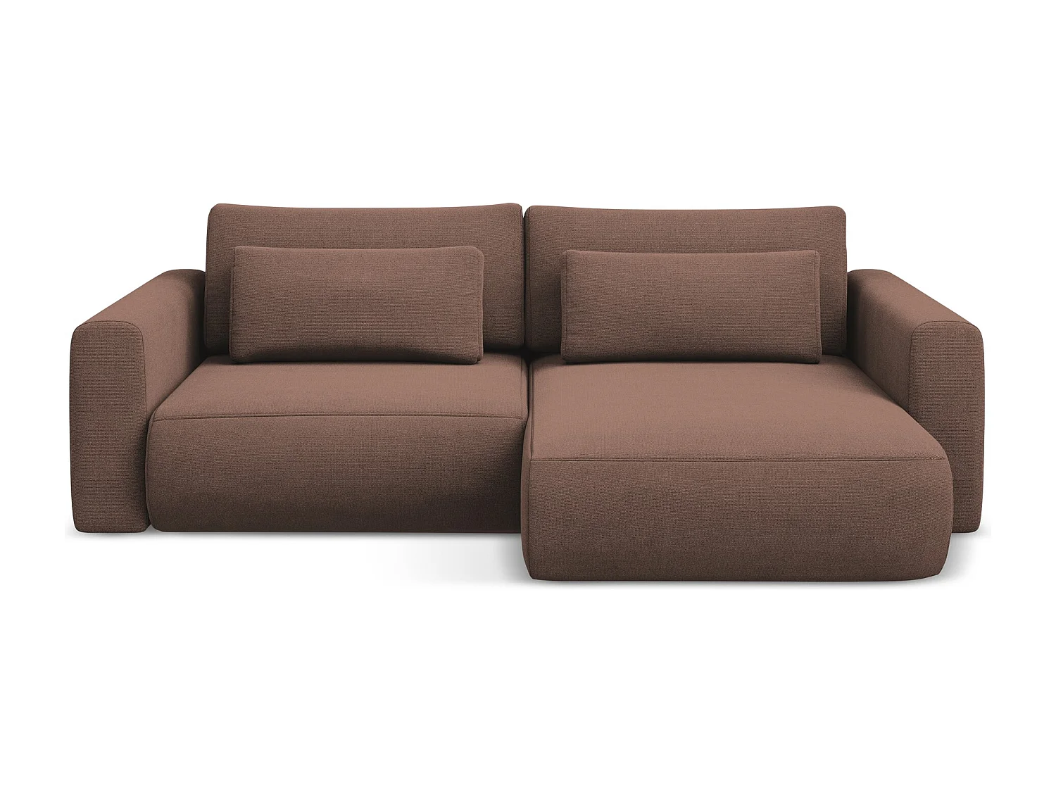 Canapé d’angle 2,5 places droit convertible en tissu texturé - rose poudré - KAPUA