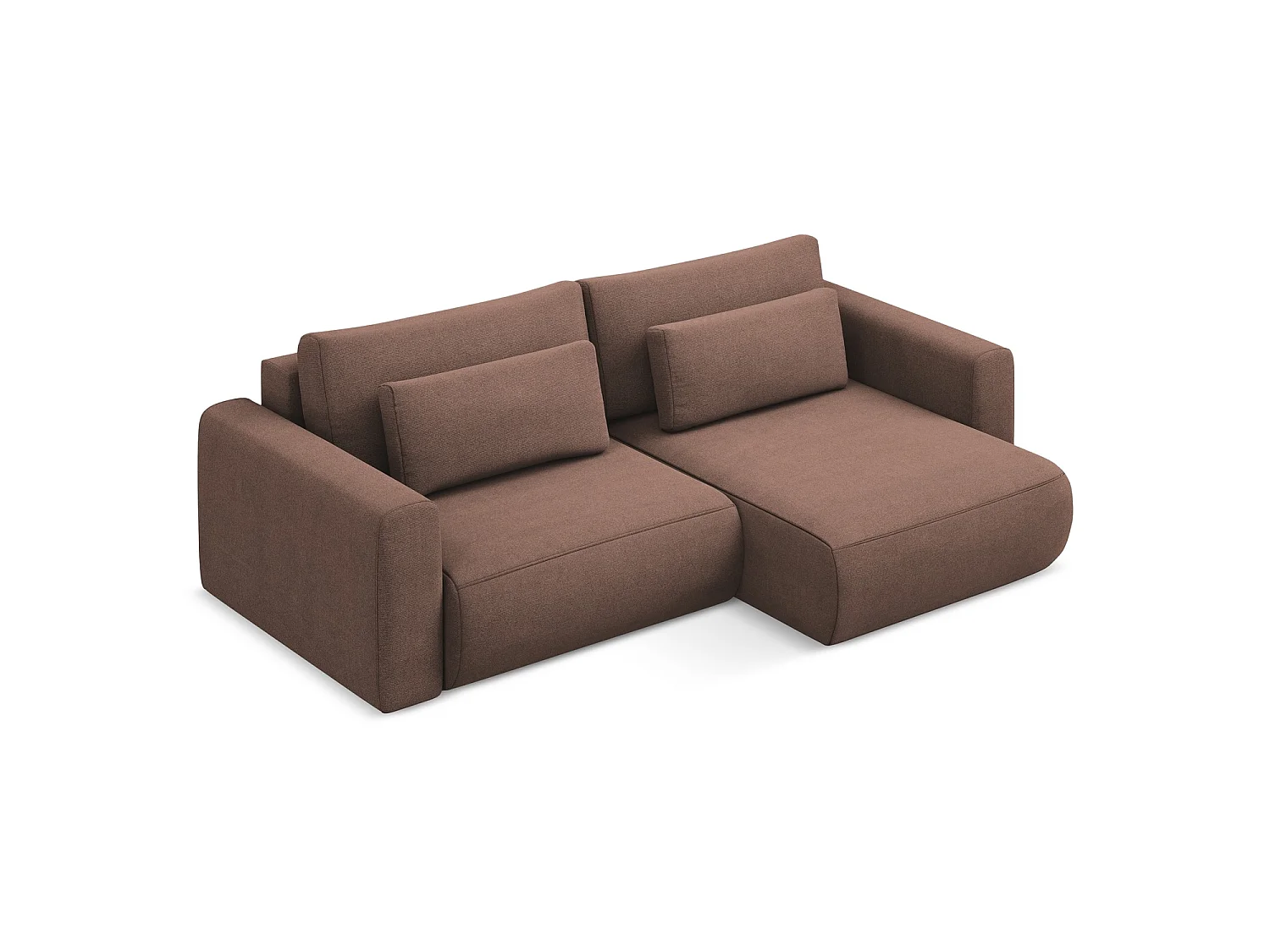 2-Sitzer Ecksofa mit Schlaffunktion - Ecke Rechts - Strukturstoff - Puderrosa - PERUGIA
