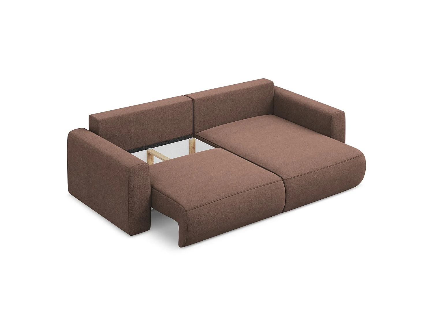 2-Sitzer Ecksofa mit Schlaffunktion - Ecke Rechts - Strukturstoff - Puderrosa - PERUGIA