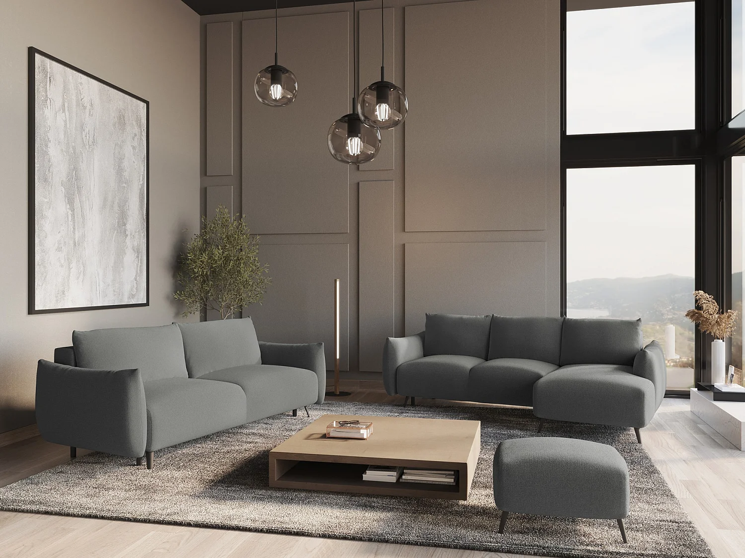 Kanapa 3-osobowa z funkcją spania - z tkaniny szenilowej - słoniowy - MALIE