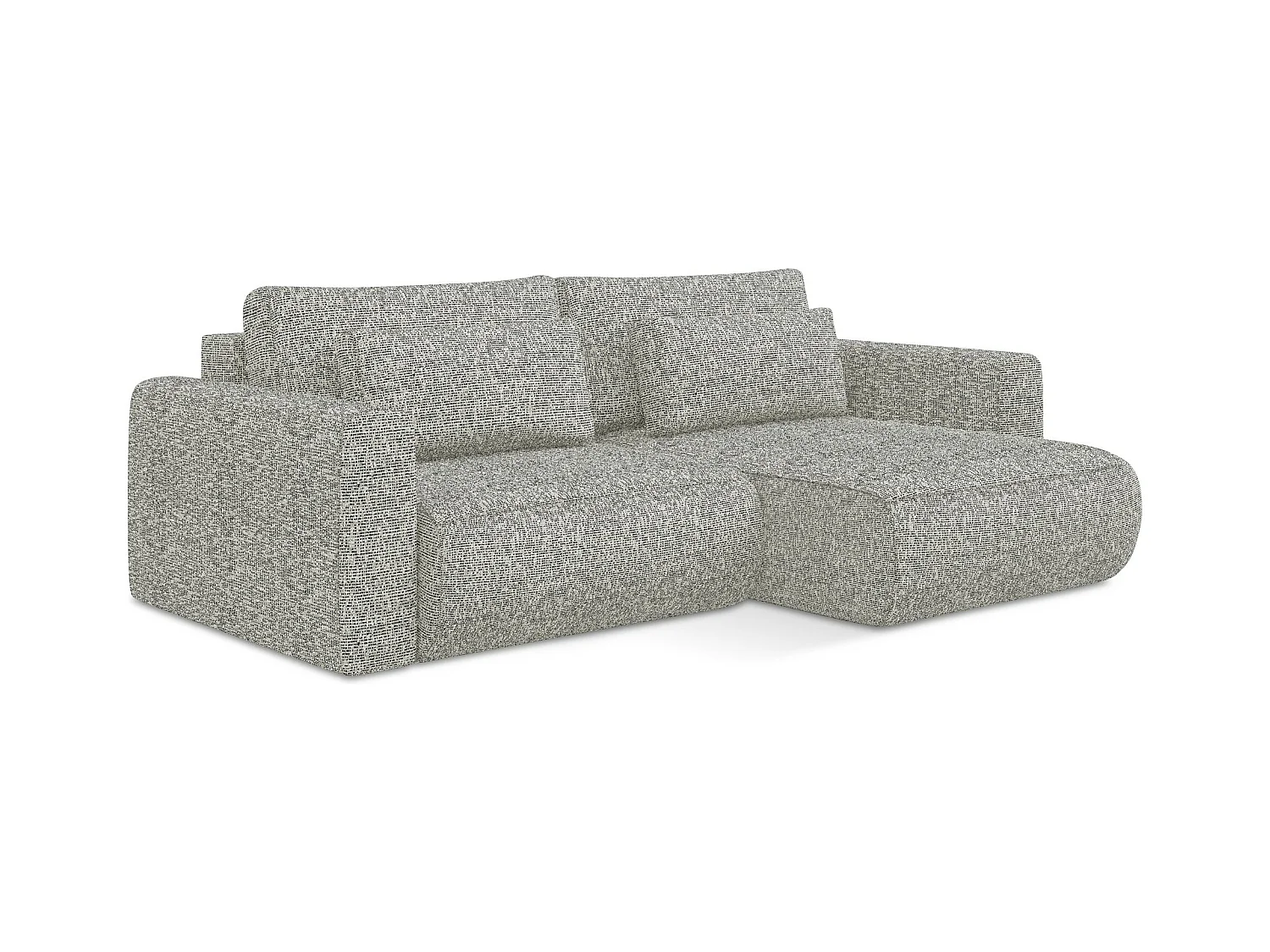Canapé d’angle 2,5 places droit convertible en tissu texturé - gris beige - KAPUA