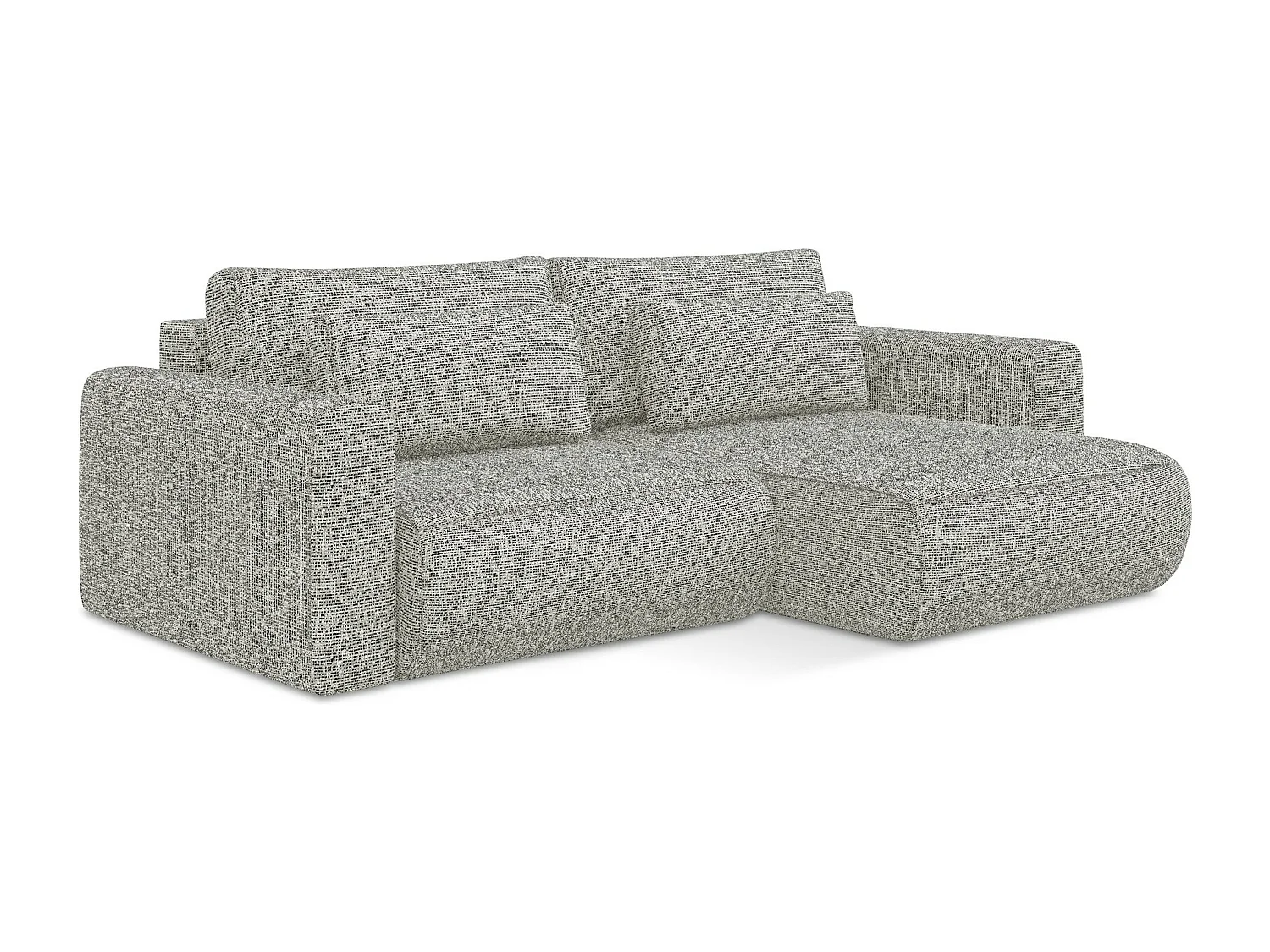 Canapé d’angle 2,5 places droit convertible en tissu texturé - gris beige - KAPUA