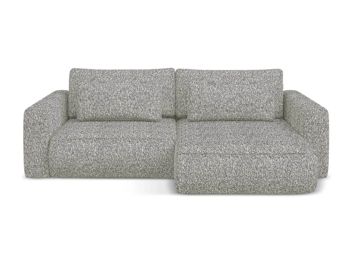 Canapé d’angle 2,5 places droit convertible en tissu texturé - gris beige - KAPUA