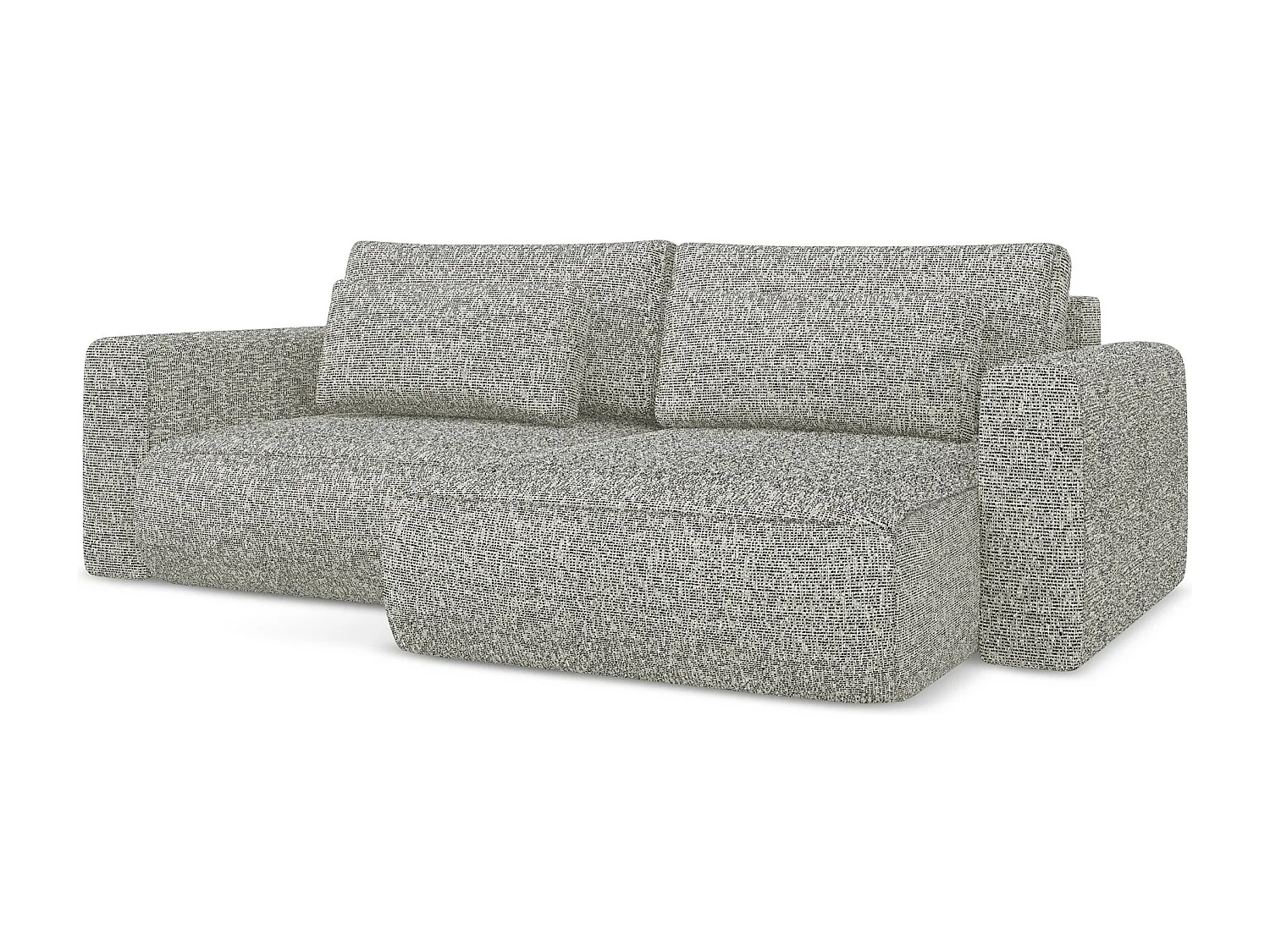 Canapé d’angle 2,5 places droit convertible en tissu texturé - gris beige - KAPUA