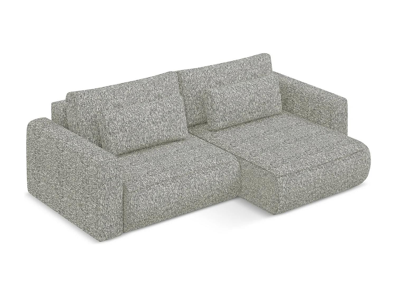 Canapé d’angle 2,5 places droit convertible en tissu texturé - gris beige - KAPUA