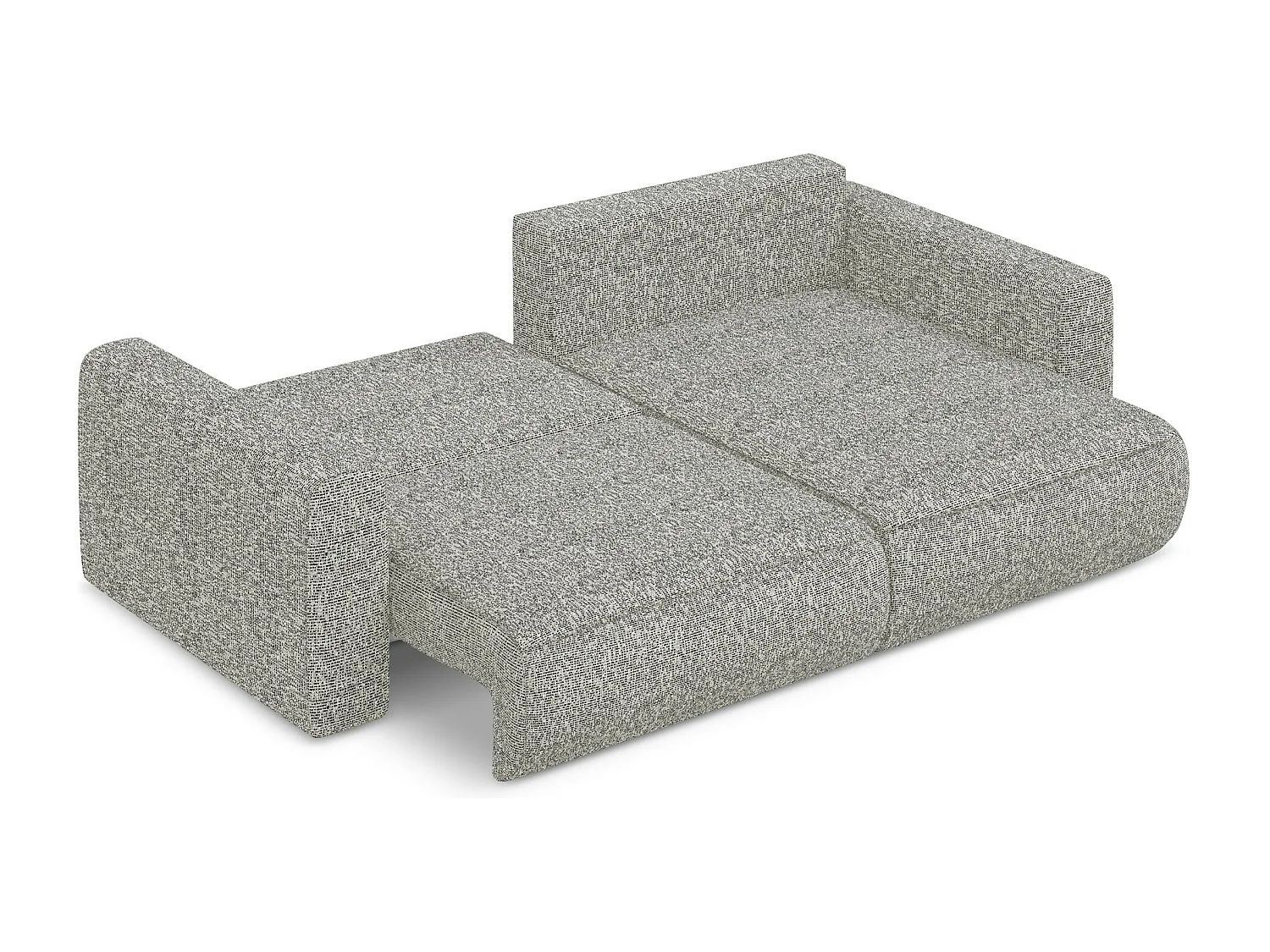Canapé d’angle 2,5 places droit convertible en tissu texturé - gris beige - KAPUA