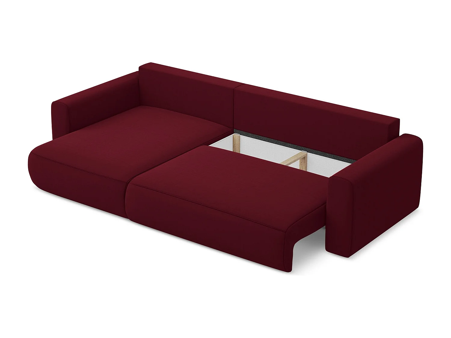 Hoekslaapbank links van bourgondië velours - KAPUA