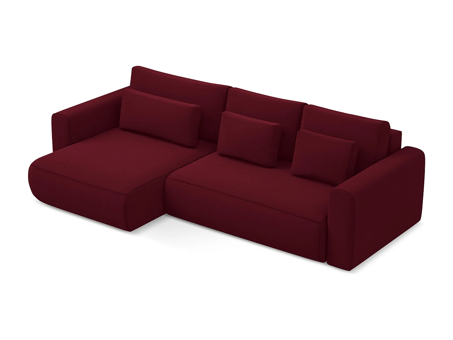 Canapé d’angle 3 places gauche convertible en velours - bourgogne - KAPUA