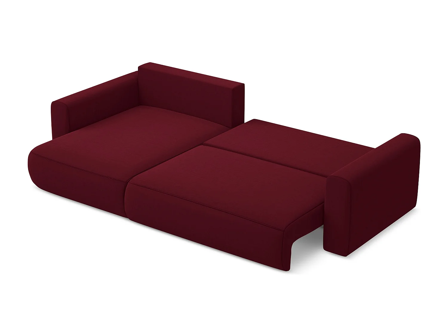 Canapé d’angle 3 places gauche convertible en velours - bourgogne - KAPUA