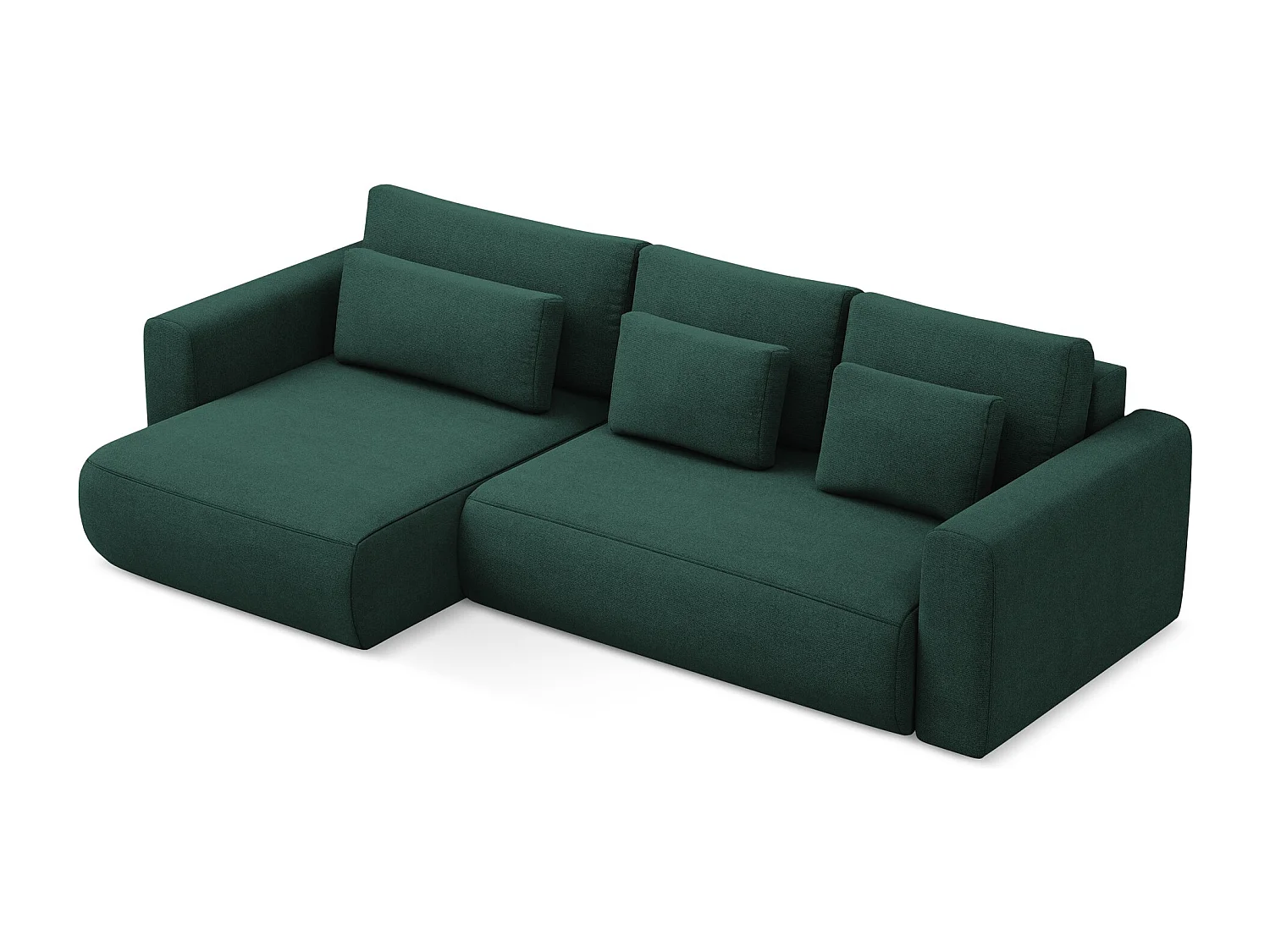 3-Sitzer Ecksofa mit Schlaffunktion - Ecke Links - Strukturstoff - Flaschengrün - KAPUA