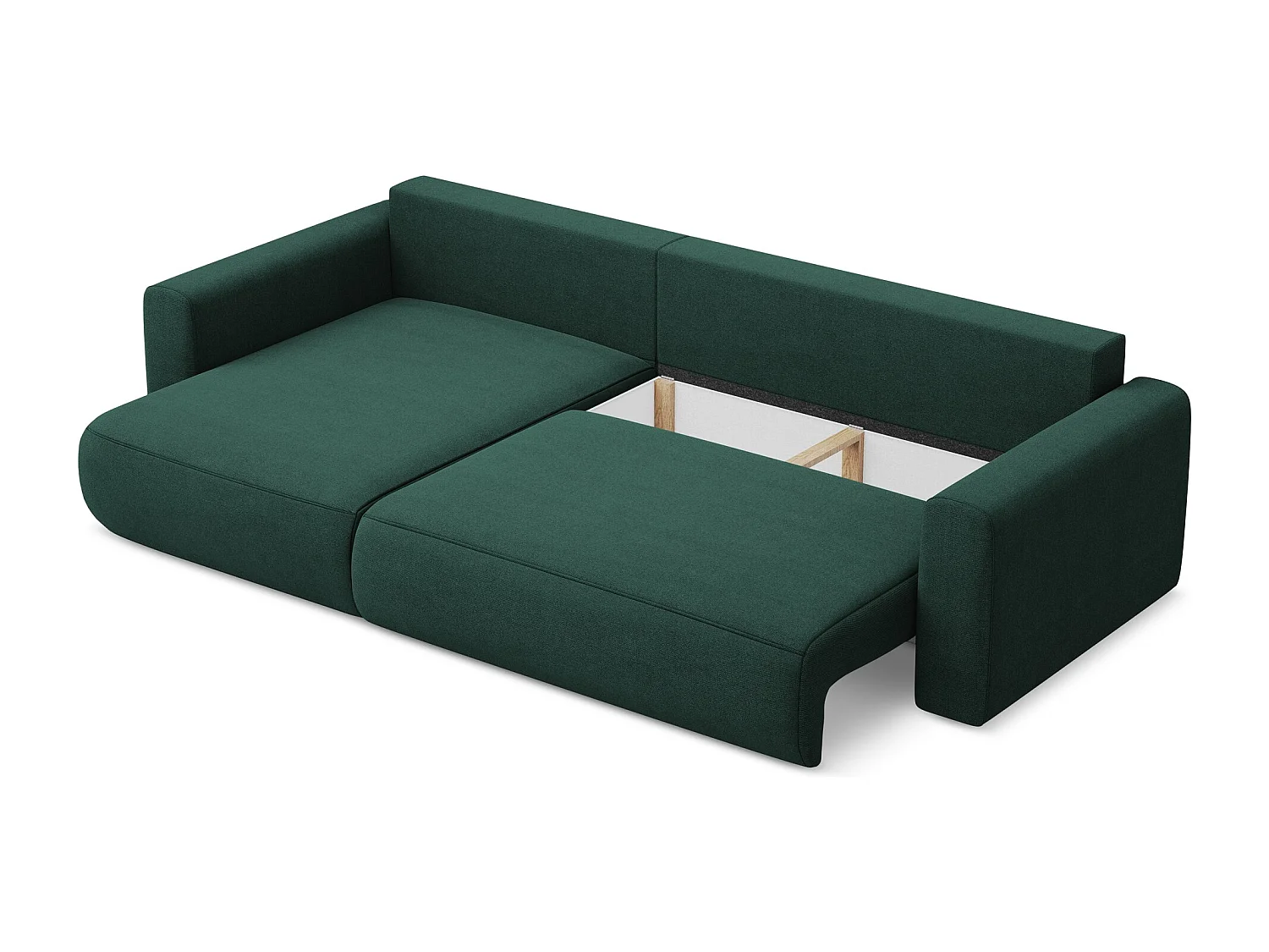 Hoekslaapbank links van flessengroen textuurstof - KAPUA