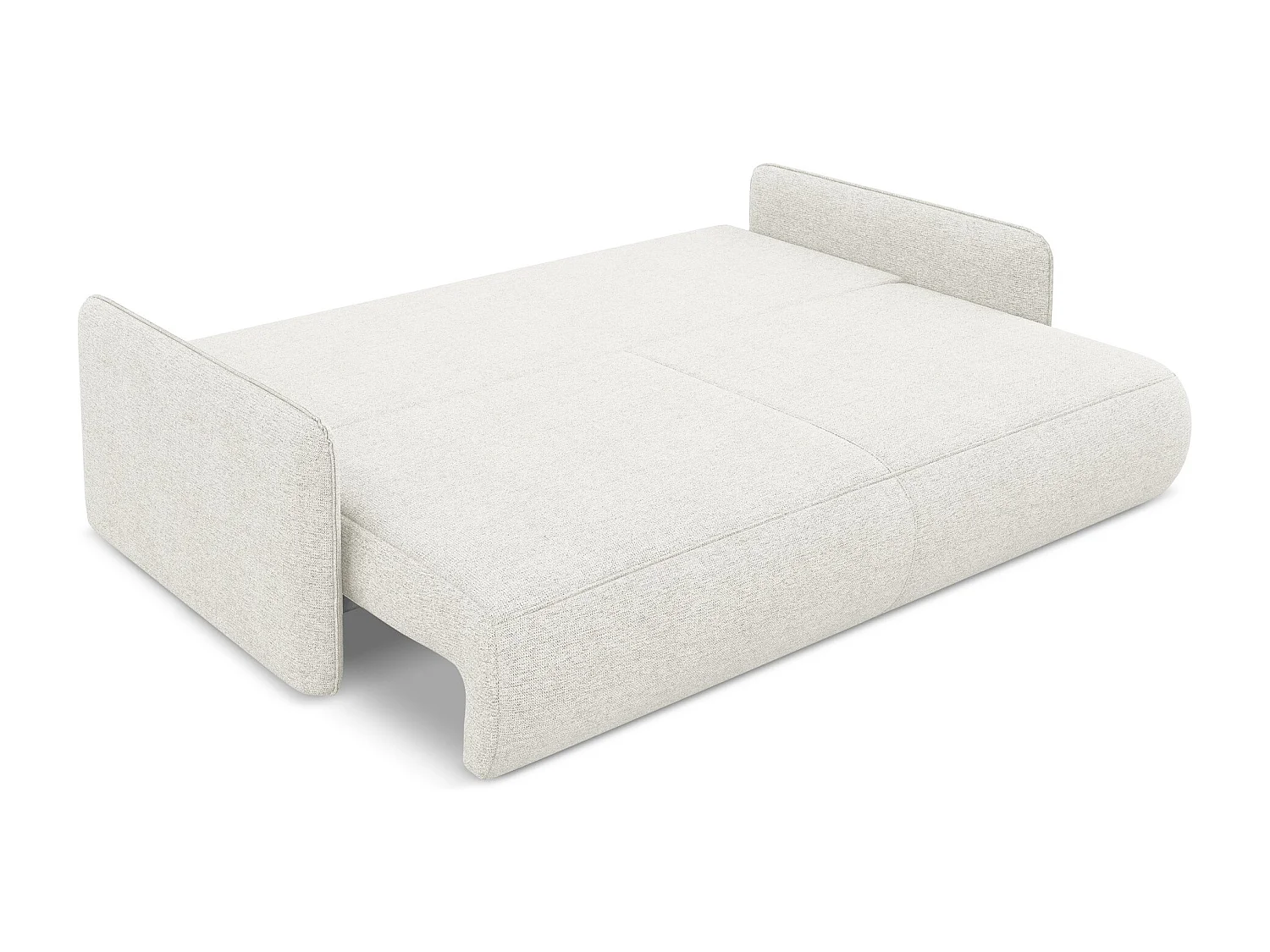 Driezits-slaapbank van wit chenille stof - NANEA