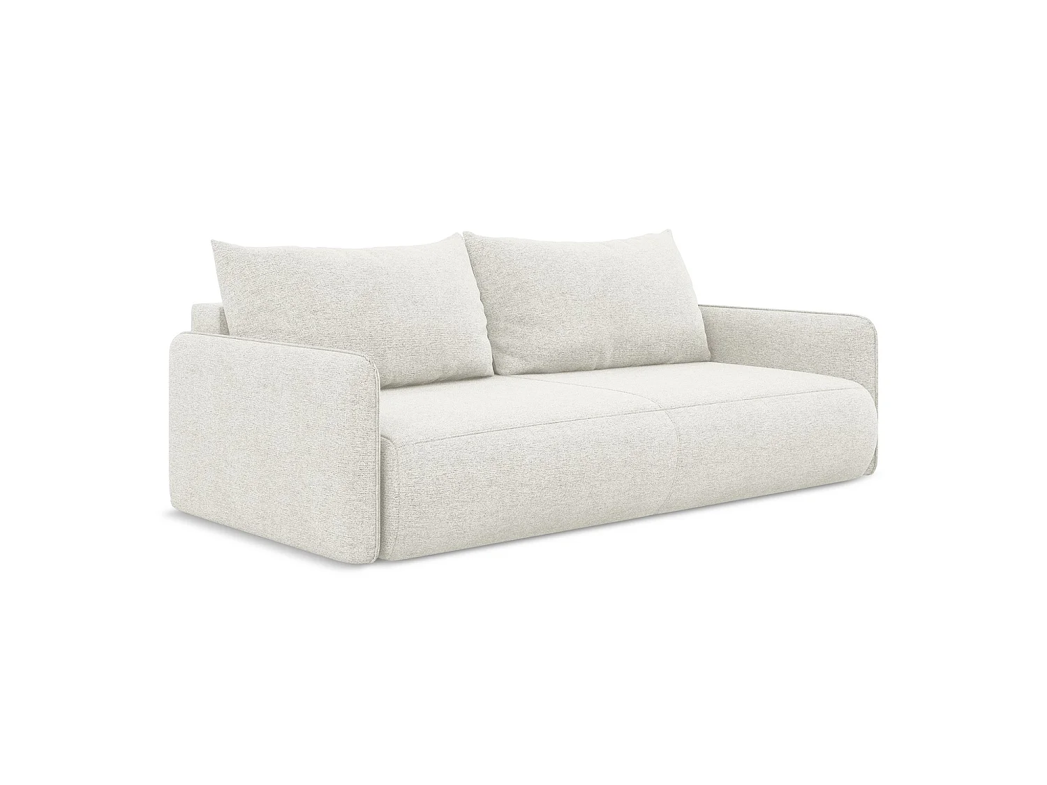 Driezits-slaapbank van wit chenille stof - PALERMO