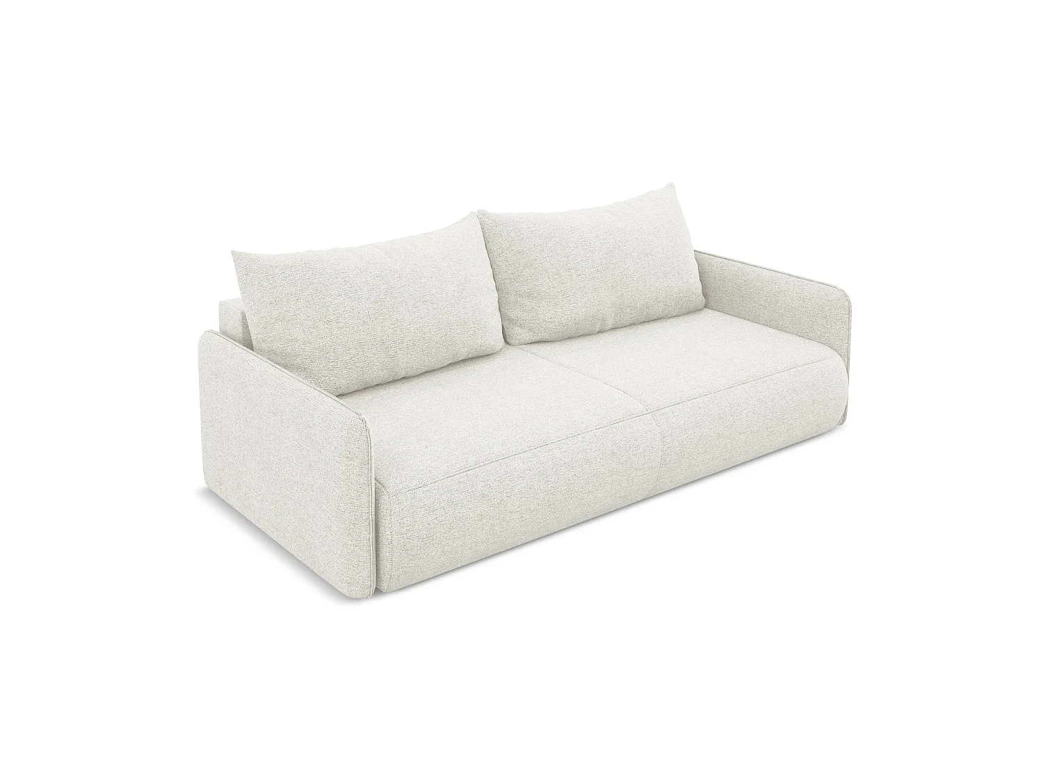 Driezits-slaapbank van wit chenille stof - PALERMO