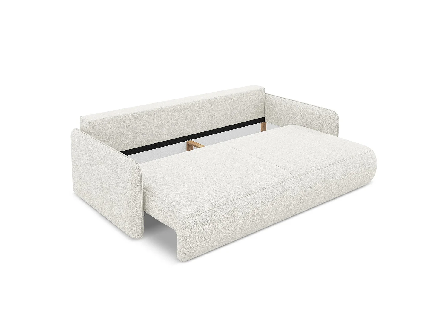 Driezits-slaapbank van wit chenille stof - PALERMO