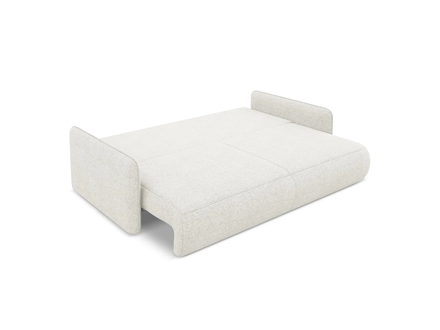 Driezits-slaapbank van wit chenille stof - PALERMO