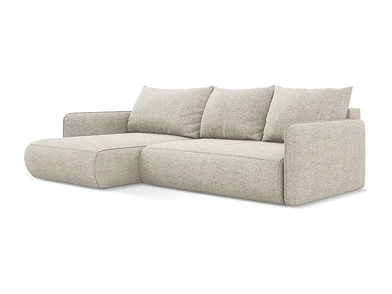 3-Sitzer Ecksofa mit Schlaffunktion - Ecke Links - Chenille - Silber - NANEA