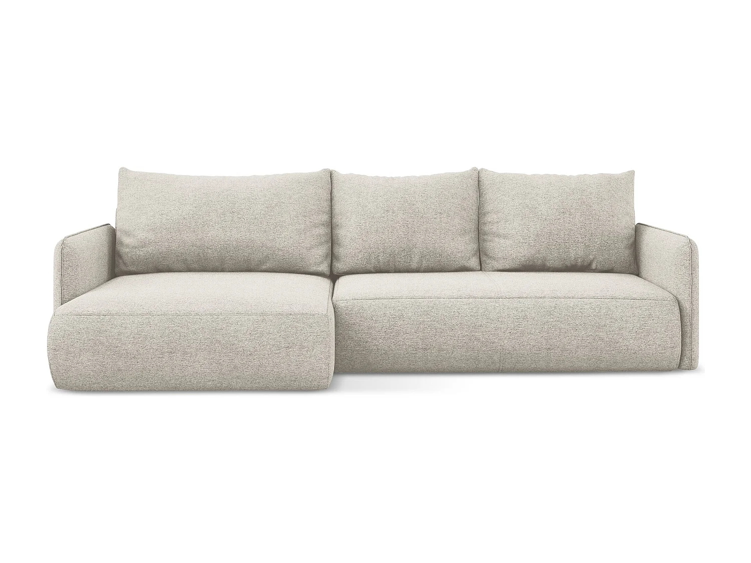 Canapé d’angle 3 places gauche convertible en tissu chenille - argent - NANEA