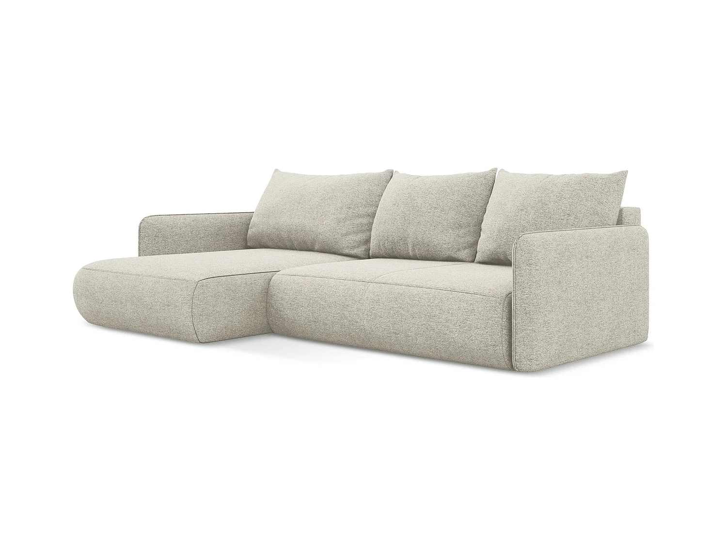 Canapé d’angle 3 places gauche convertible en tissu chenille - argent - NANEA