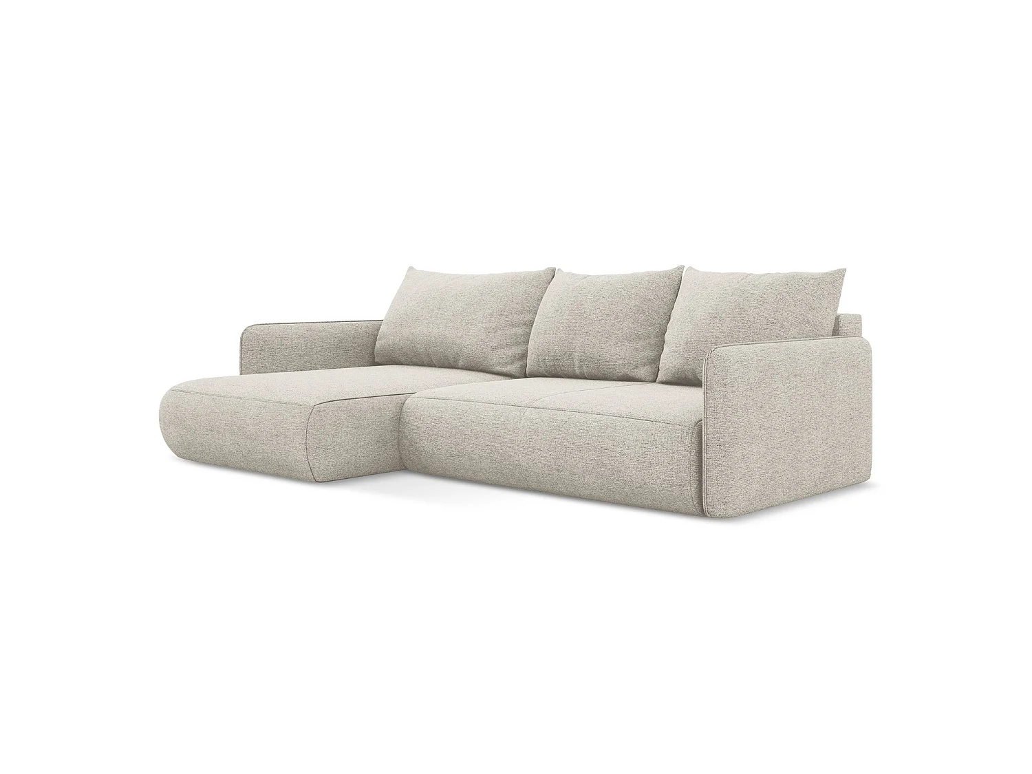 Canapé d’angle 3 places gauche convertible en tissu chenille - argent - PALERMO