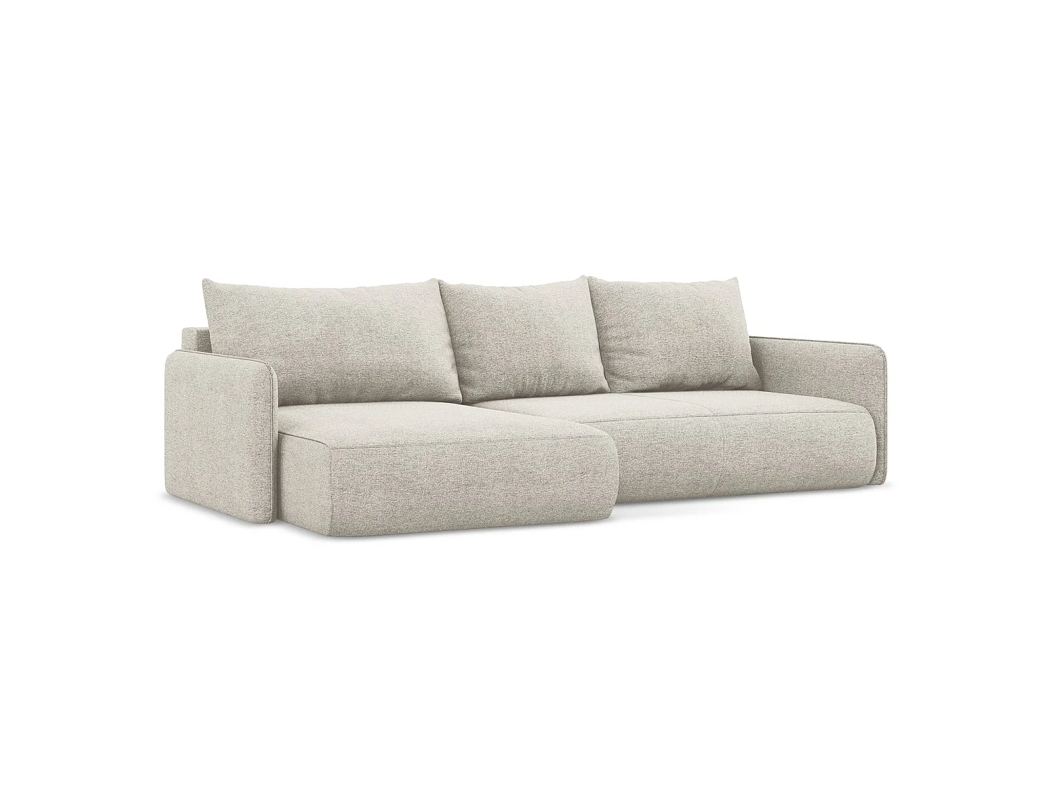 Canapé d’angle 3 places gauche convertible en tissu chenille - argent - PALERMO