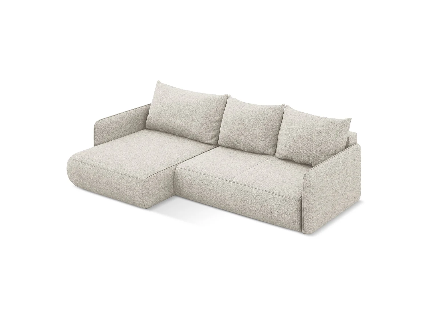 Canapé d’angle 3 places gauche convertible en tissu chenille - argent - PALERMO