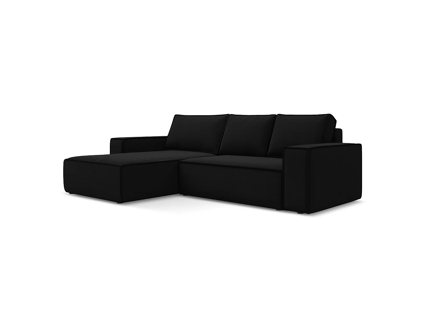 3-Sitzer Ecksofa mit Schlaffunktion - Ecke Links - Samt - Schwarz - LIVORNO