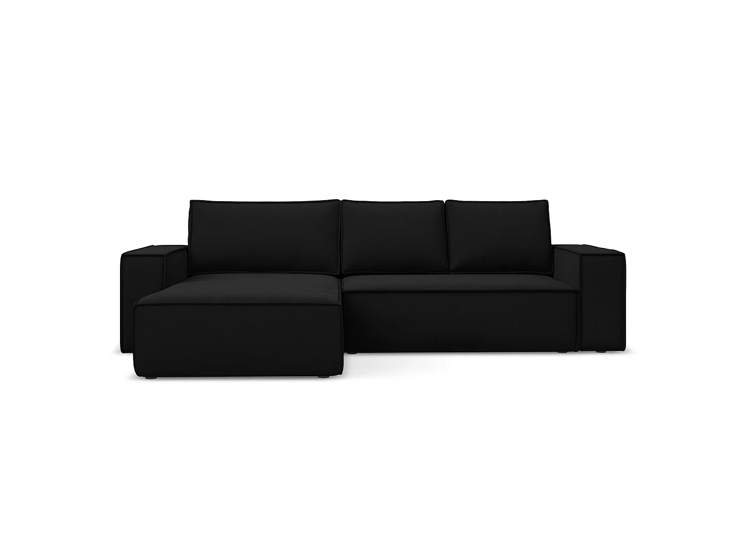 3-Sitzer Ecksofa mit Schlaffunktion - Ecke Links - Samt - Schwarz - LIVORNO