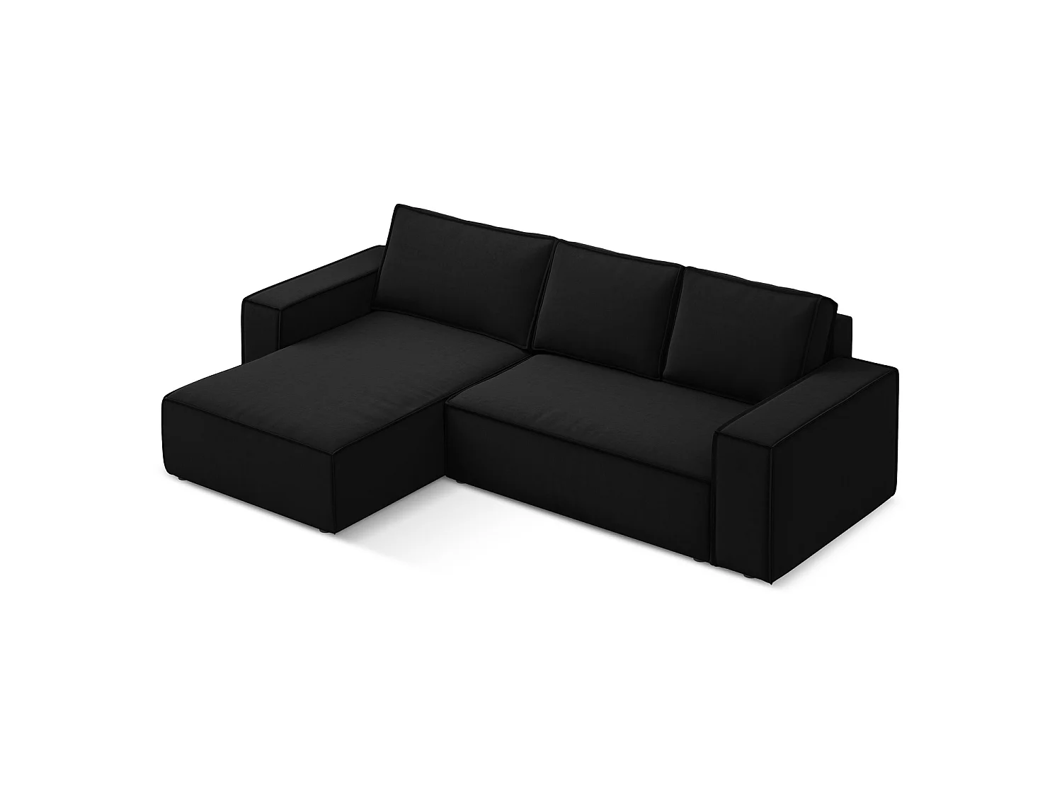 3-Sitzer Ecksofa mit Schlaffunktion - Ecke Links - Samt - Schwarz - LIVORNO