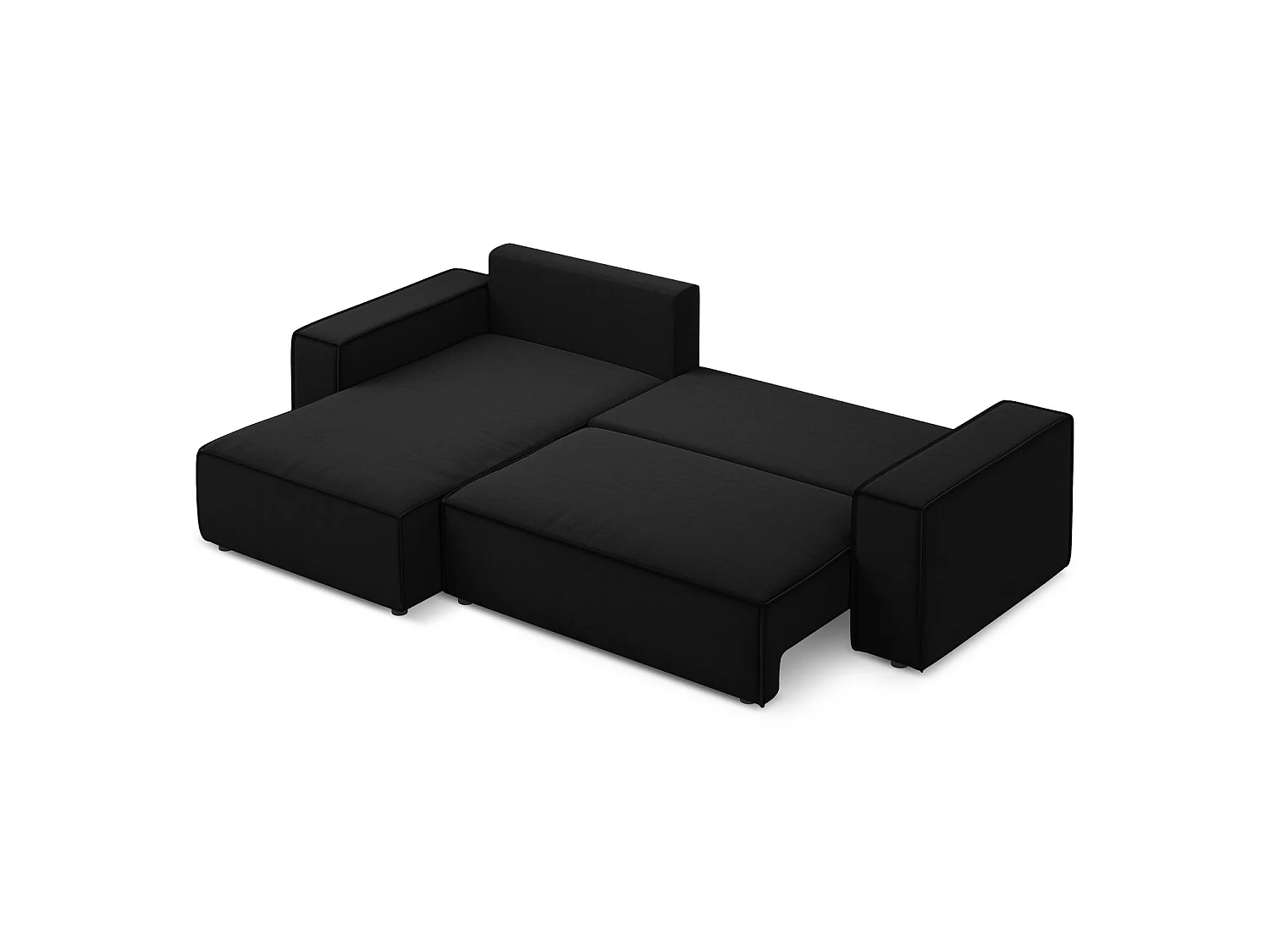 3-Sitzer Ecksofa mit Schlaffunktion - Ecke Links - Samt - Schwarz - LIVORNO