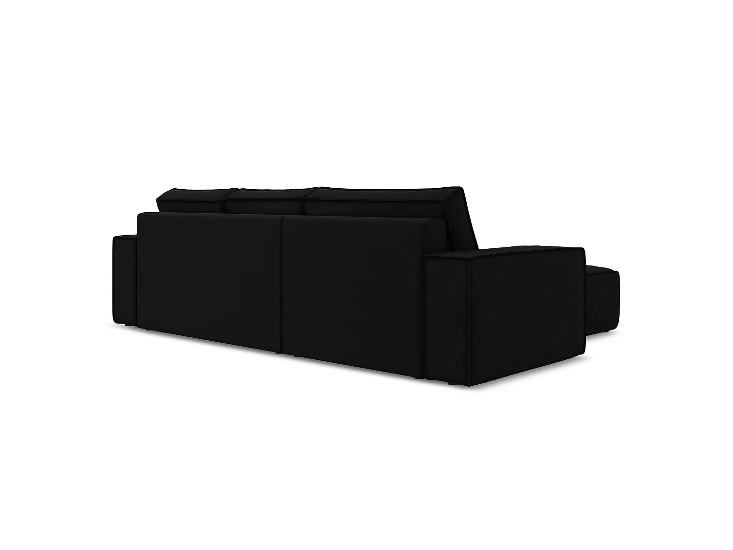 3-Sitzer Ecksofa mit Schlaffunktion - Ecke Links - Samt - Schwarz - LIVORNO