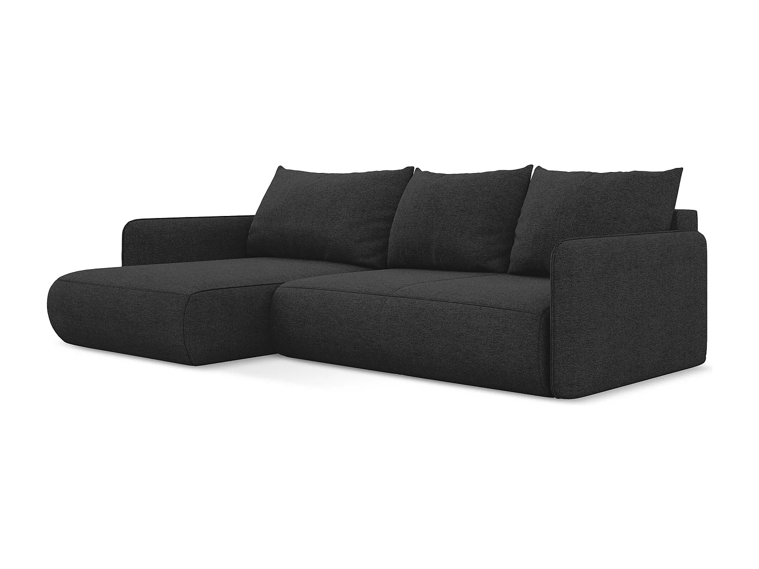 3-Sitzer Ecksofa mit Schlaffunktion - Ecke Links - Chenille - Anthrazit - NANEA