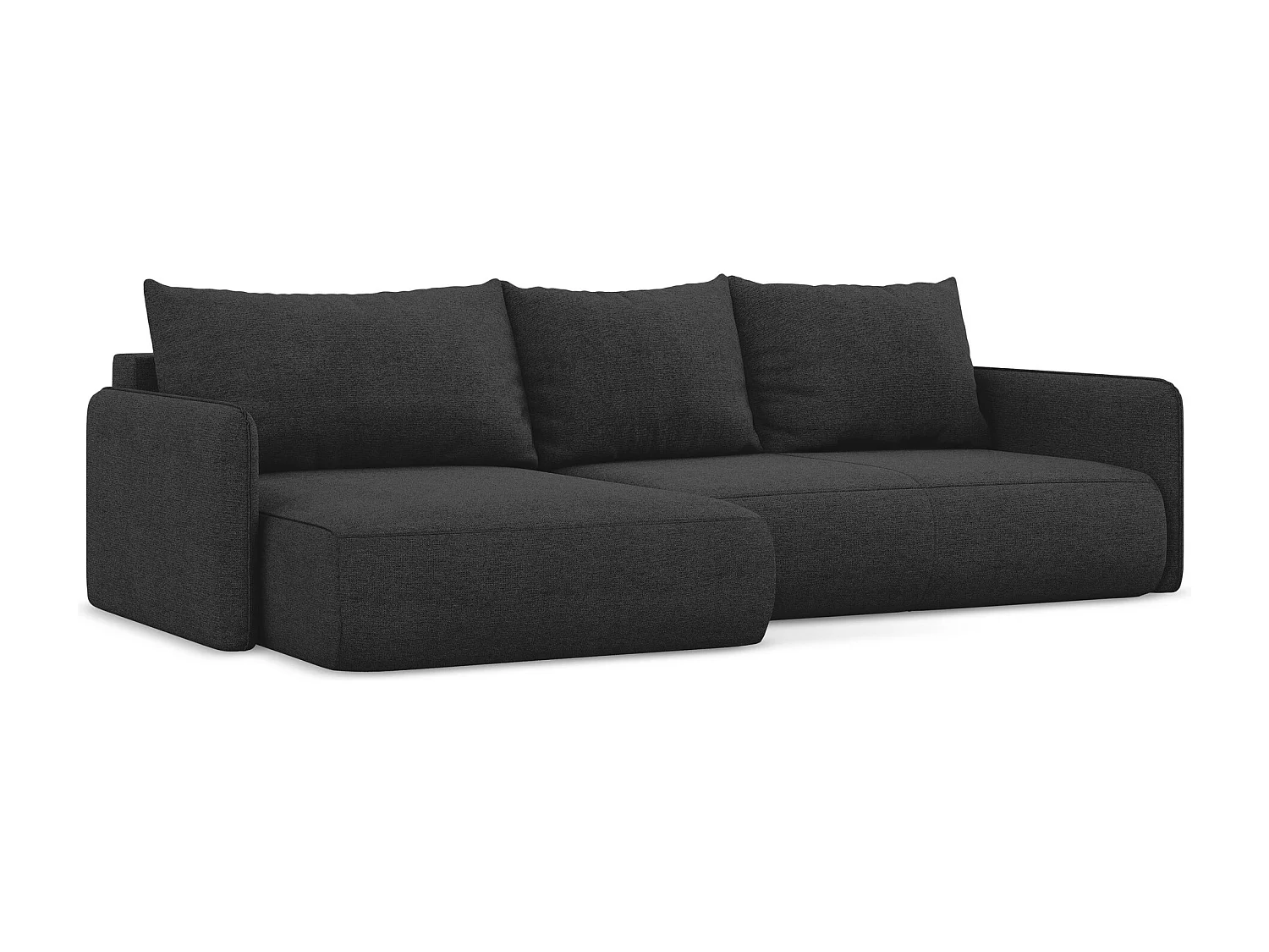 3-Sitzer Ecksofa mit Schlaffunktion - Ecke Links - Chenille - Anthrazit - NANEA
