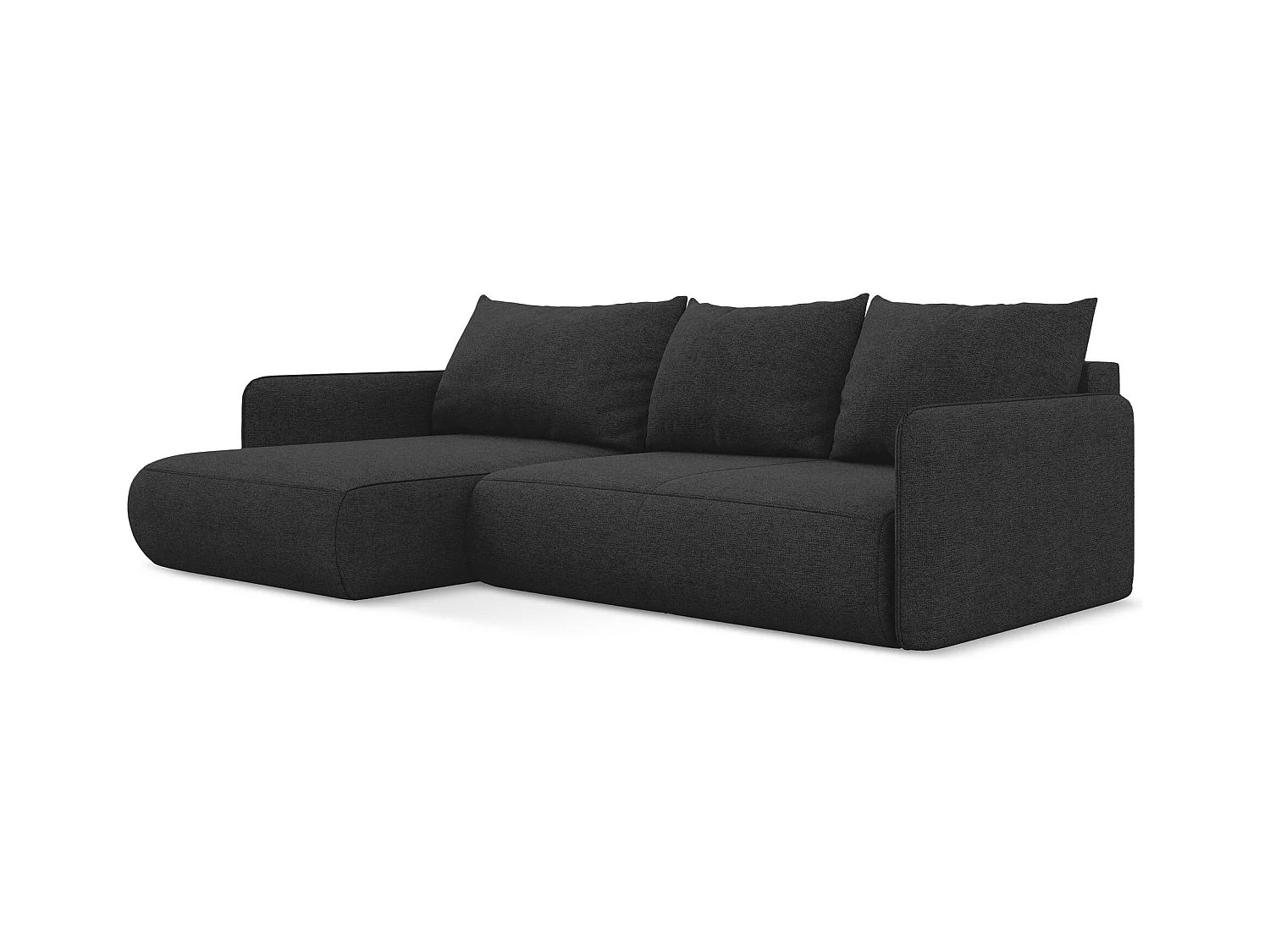 Canapé d’angle 3 places gauche convertible en tissu chenille - anthracite - NANEA