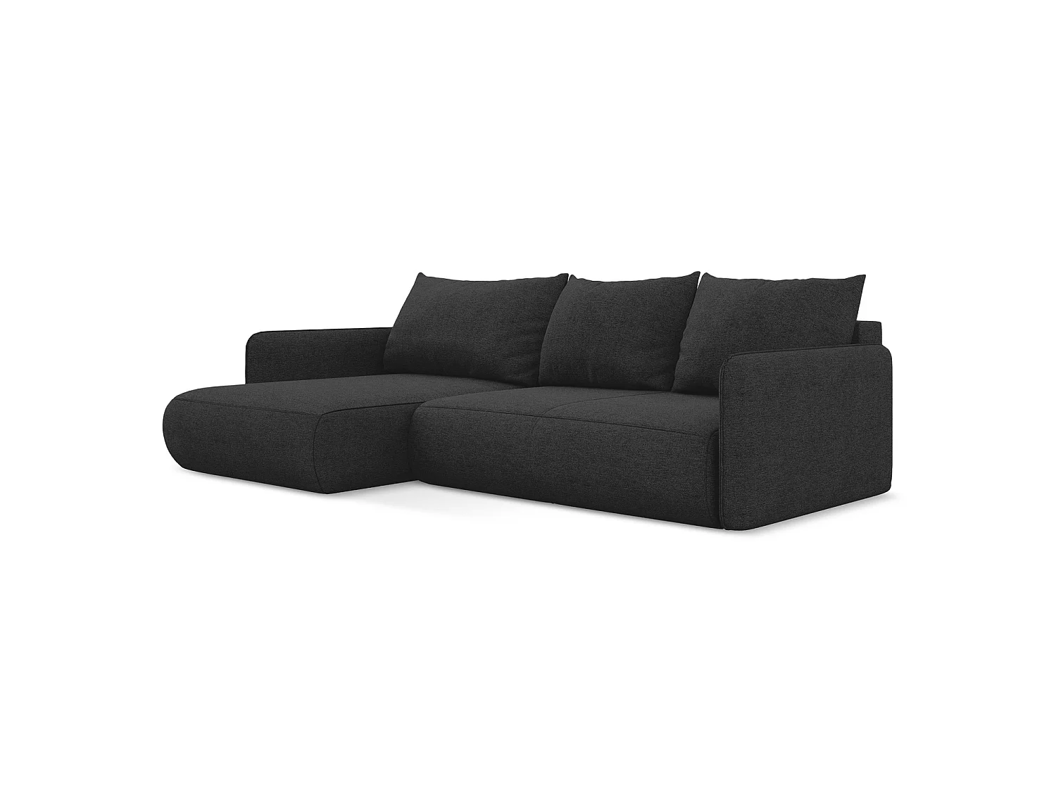 Canapé d’angle 3 places gauche convertible en tissu chenille - anthracite - PALERMO