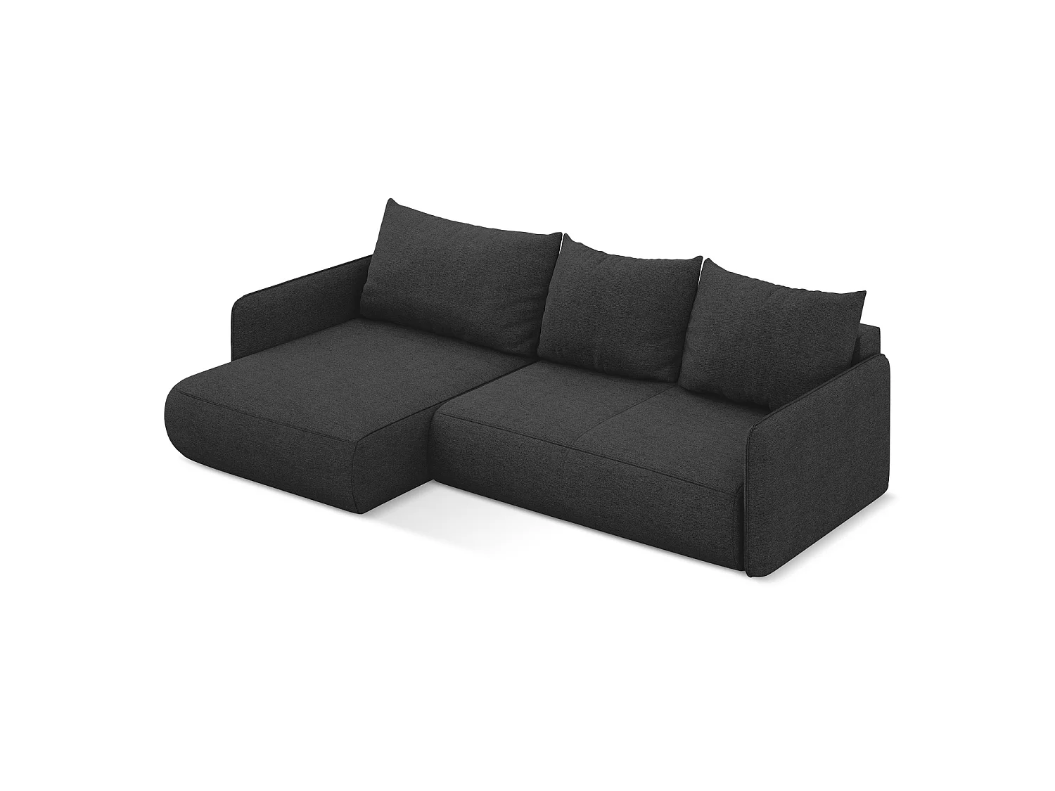 Canapé d’angle 3 places gauche convertible en tissu chenille - anthracite - PALERMO