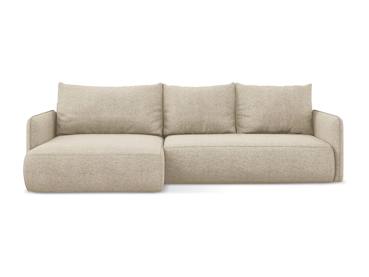 3-Sitzer Ecksofa mit Schlaffunktion - Ecke Links - Chenille - Dunkelbeige - NANEA