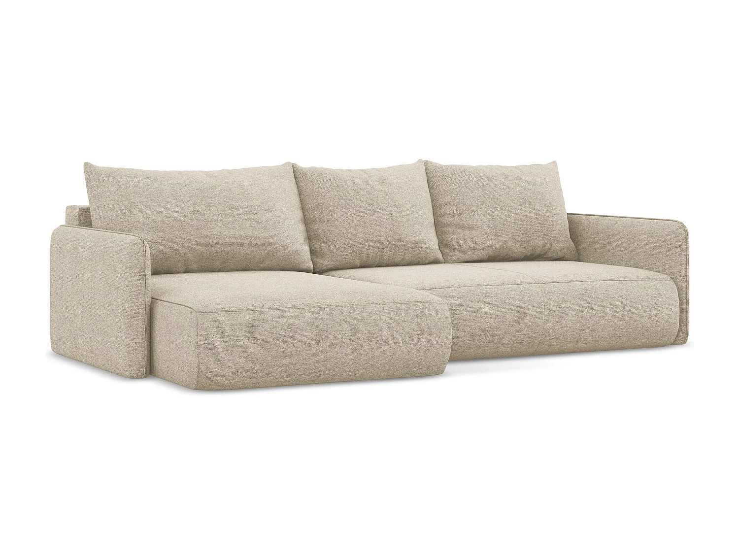 3-Sitzer Ecksofa mit Schlaffunktion - Ecke Links - Chenille - Dunkelbeige - NANEA