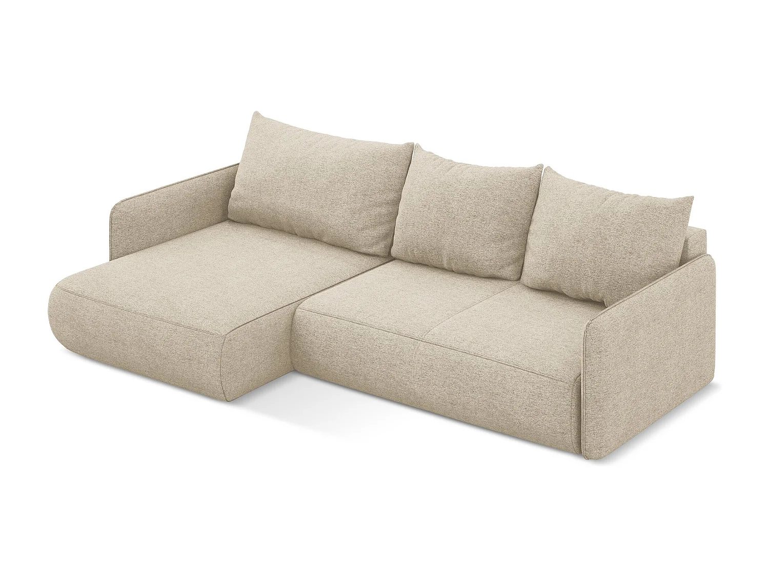 3-Sitzer Ecksofa mit Schlaffunktion - Ecke Links - Chenille - Dunkelbeige - NANEA
