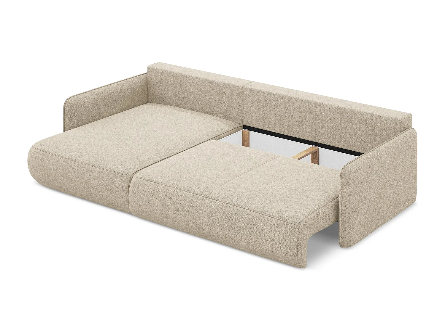 3-Sitzer Ecksofa mit Schlaffunktion - Ecke Links - Chenille - Dunkelbeige - NANEA