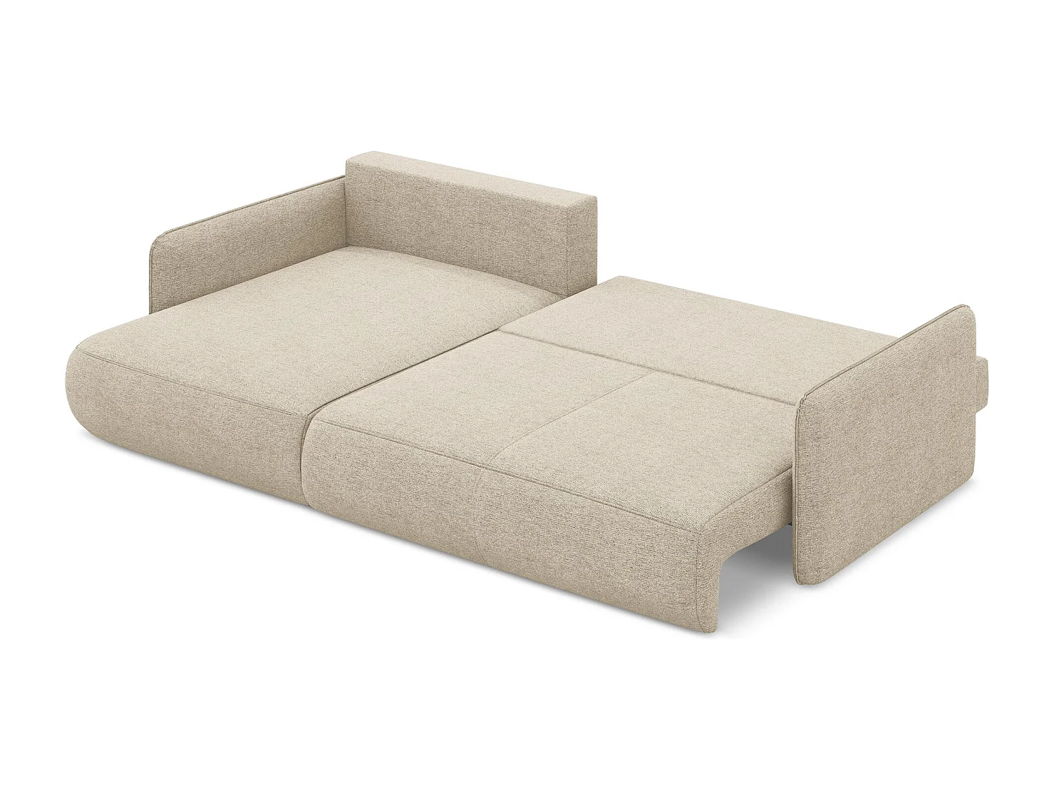 Hoekslaapbank links van donkerbeige chenille stof - NANEA