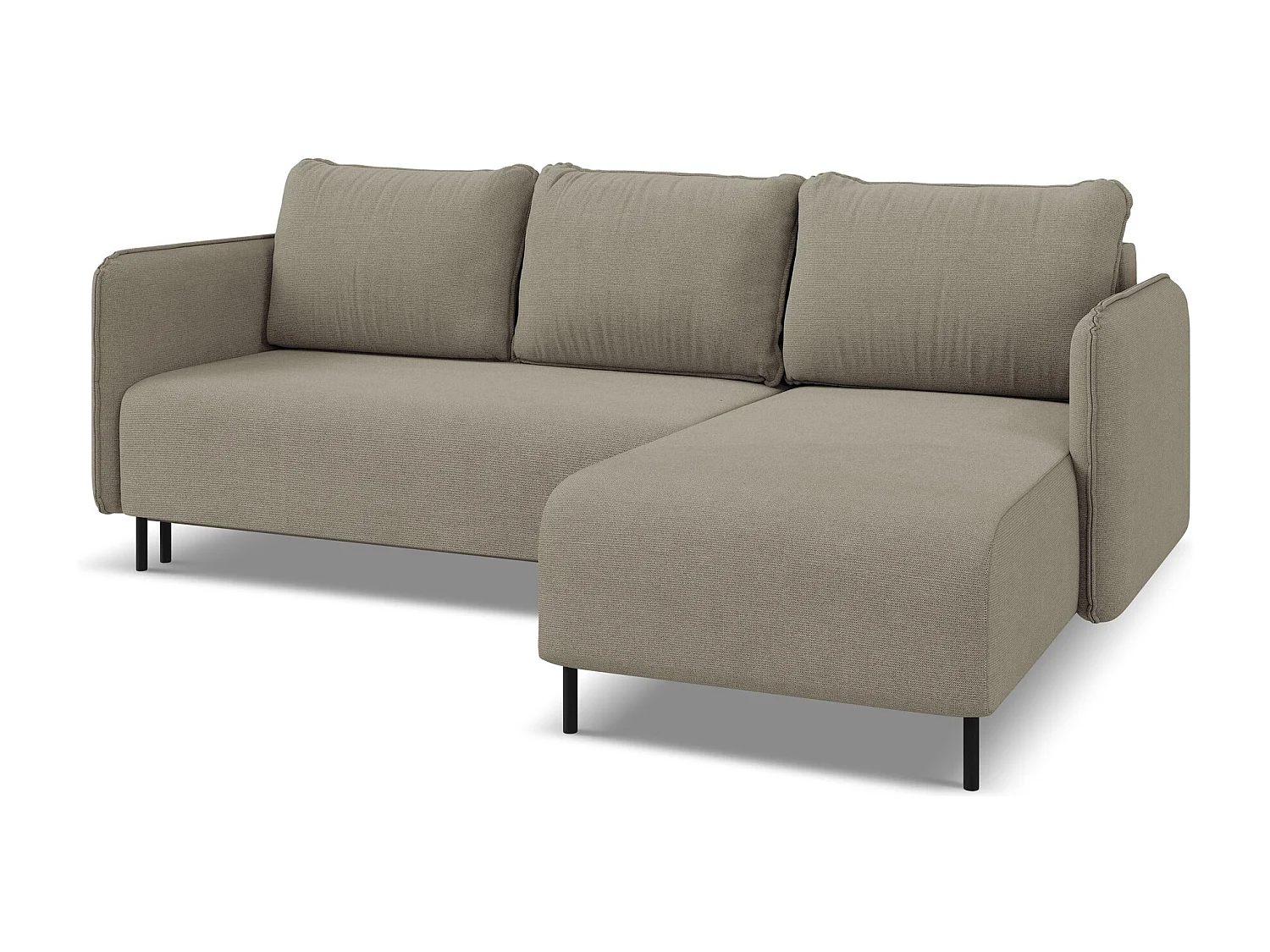 Ecksofa mit Schlaffunktion - Ecke Rechts - Strukturstoff - Dunkelbeige - LUANA