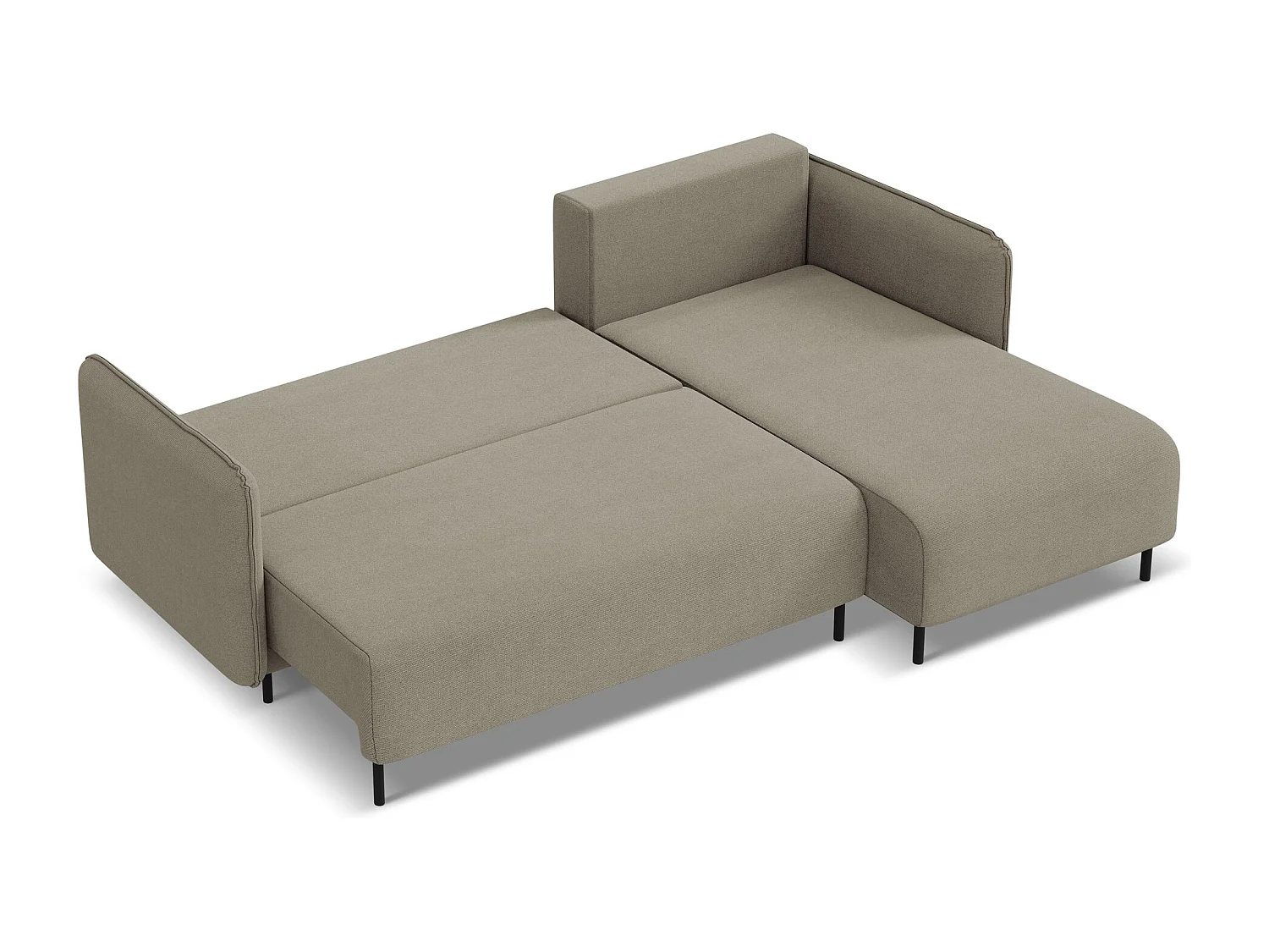 Ecksofa mit Schlaffunktion - Ecke Rechts - Strukturstoff - Dunkelbeige - LUANA